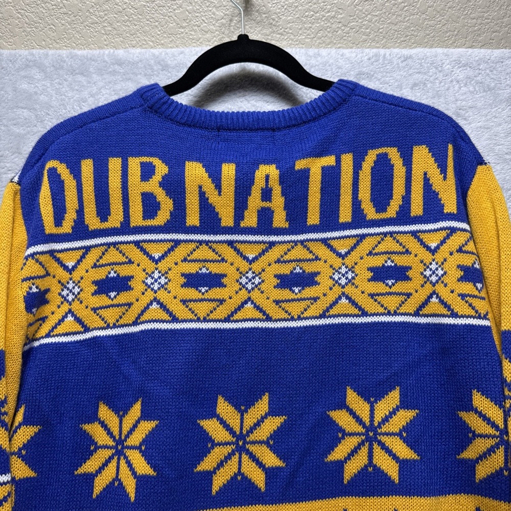 Golden State Warriors Sweater Men Large Logo Dub Nation Christmas Ugly Oak Town - Picture 7 of 9